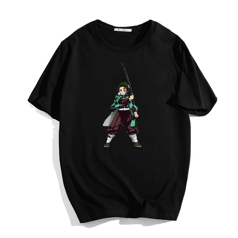

2021 Men Print Tshirts Demon Slayer Vogue Black T Shirt Girl Harajuku Japanese style Graphic Tops Cartoon Anime Female T-shirt