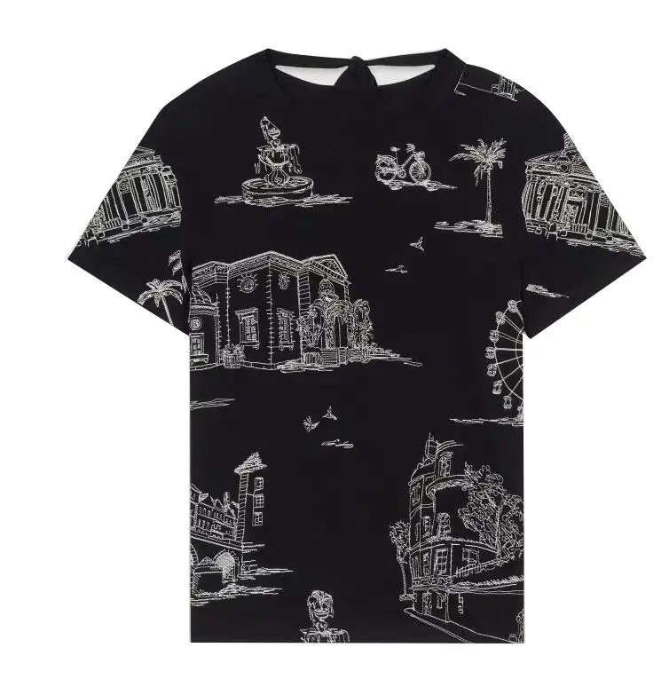 Женская футболка весна-лето 2019 новая с короткими рукавами контрастного цвета