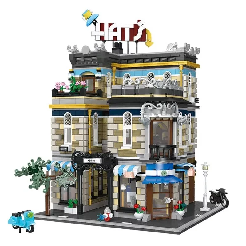 

JIESTAR 86121 3140pcs Expert Street View Series Hat's Store Building Blocks Bricks Kids Christmas Toy Birthday Gifts 89122 89123