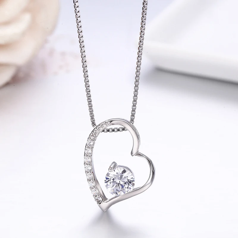 Милая 925 пробы серебряная подвеска CZ Love Peach Heart с круглым камнем Pingente, ожерелье для женщин, девушек, друзей, ювелирные изделия pingentes