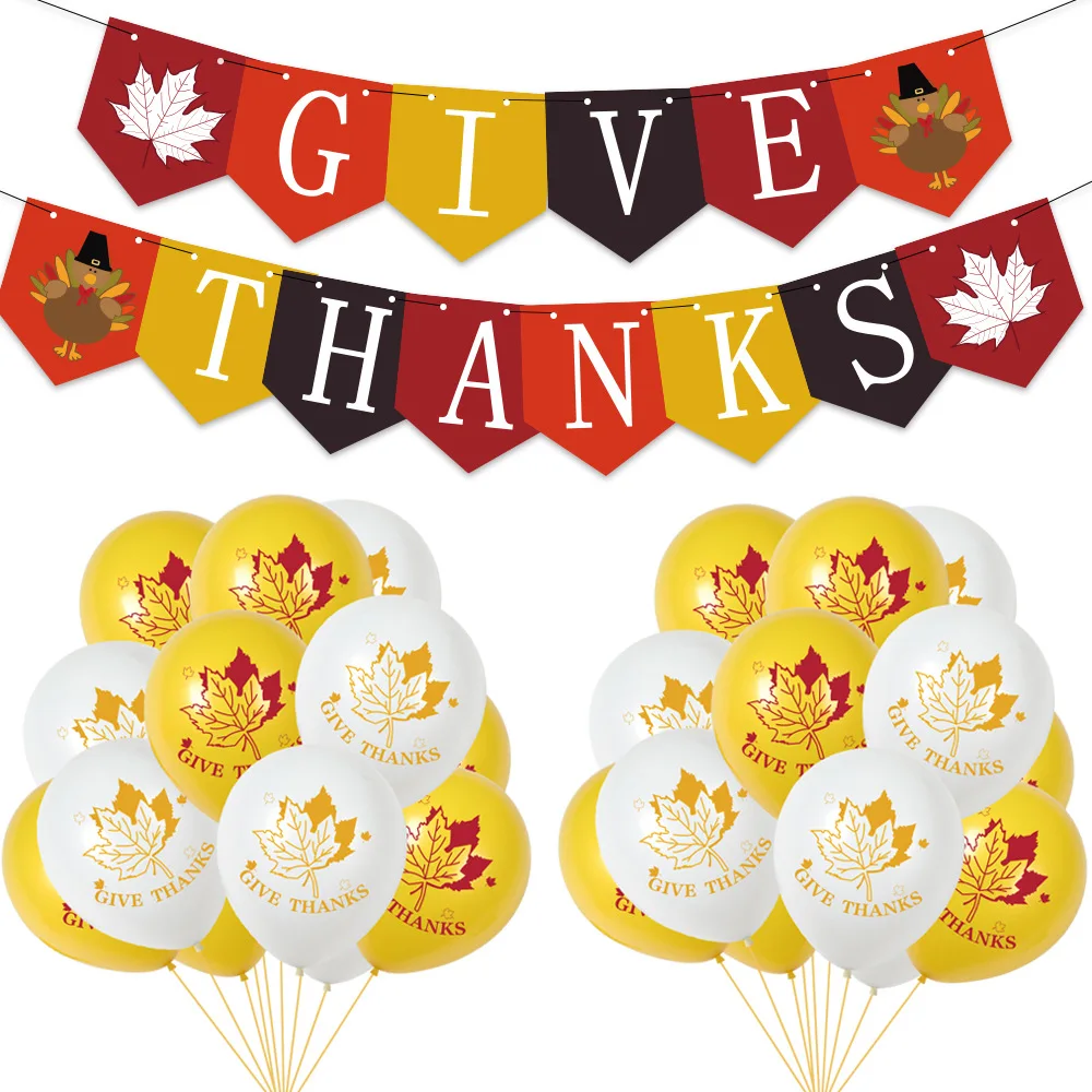 

Thanksgiving Party Decorations Balloons Artificial Maple Leaves Turkey Cake Topper Thanksgiving Day Home Party Supplies