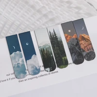 2 pcs nature scenery forest decorative magnetic bookmarks durable the books page clip students index reading gift book markers