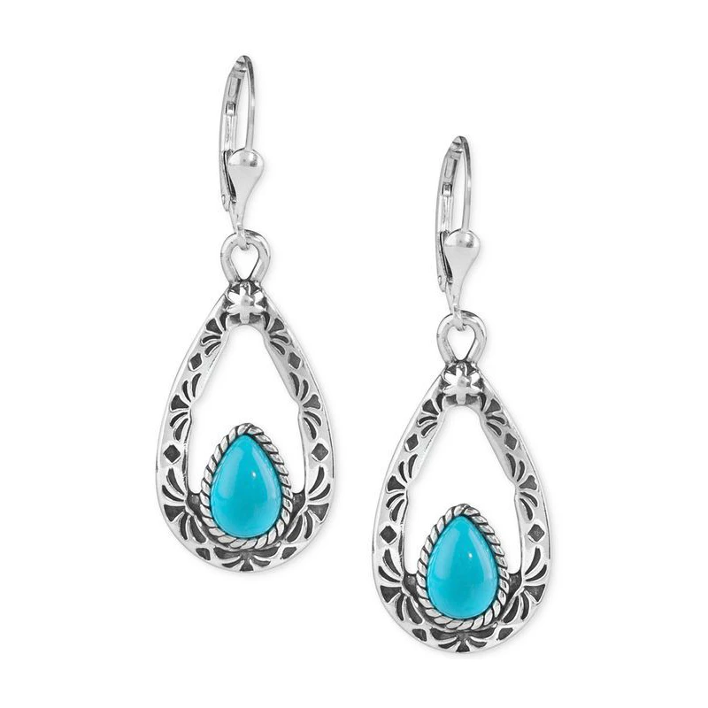 

New Bohemian Retro Hollow Water Drop Pendant Exquisite Turquoises Earrings Ladies Girls Jewelry Accessories Best Gifts