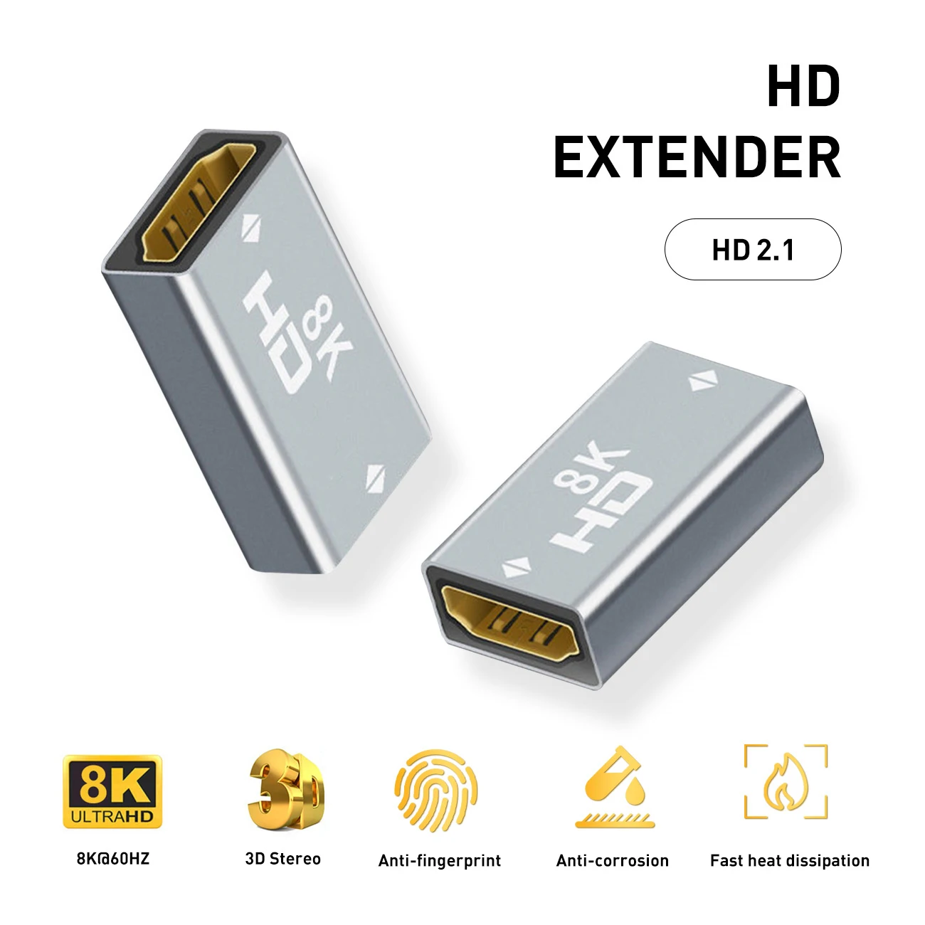 

Converter Extender HDMI-Compatible Cable Cord Extension Adapter 8K@60Hz HDMI-Compatible Female to Female for PC TV Projector