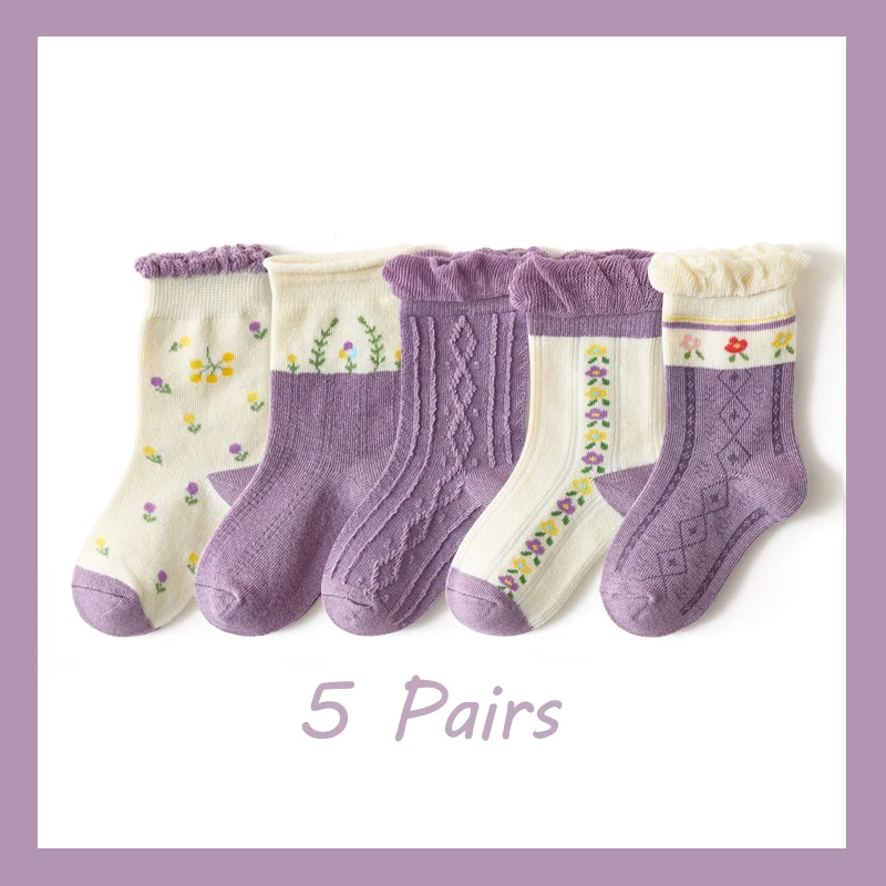 5 парт/Лот Детские Разноцветные носки с принтом для девочек зимние осенние