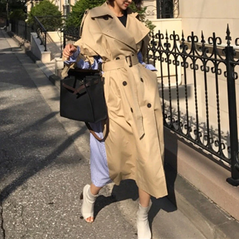 Ветровка женская длинное весеннее шикарное пальто Женская 2020 новинка