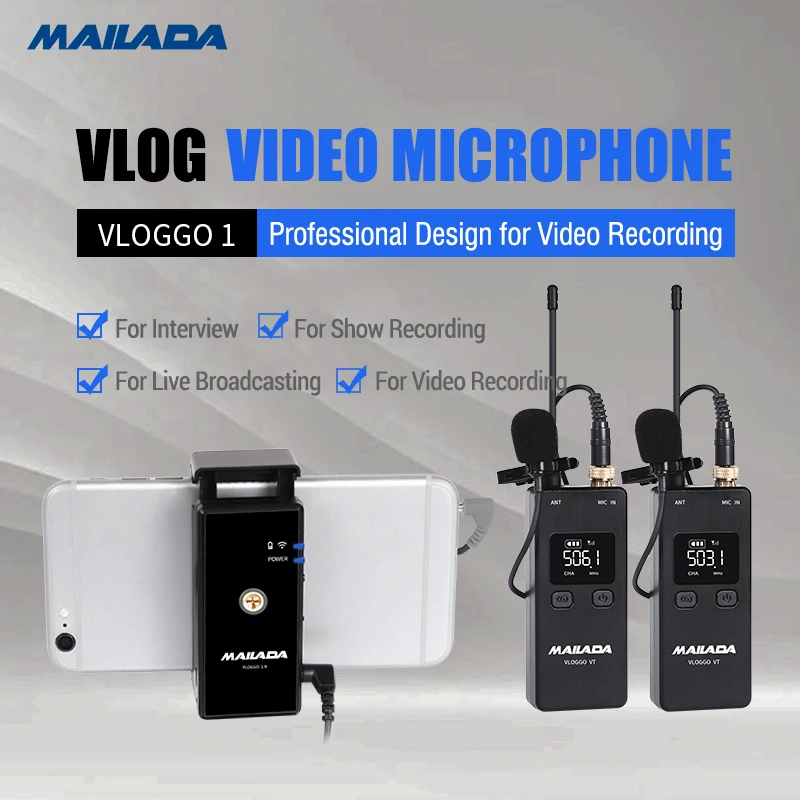 Mailada Vlog Go UHF конденсатор беспроводной микрофон системы видео запись петличный нагрудный микрофон для iPhone Android DSLR pk Rode