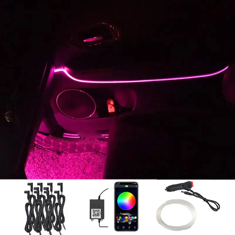 

Fiber Strip Lamp Flexible RGB EL Cold Light Line Decorative Interior Ambient Atmosphere Auto Backlight DIY Music Sound Control