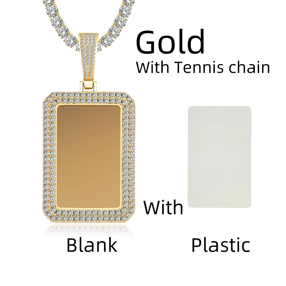 Пользовательские фото медаль 2 ряда Циркон МУЖСКАЯ ТЕННИСНАЯ цепь заказной