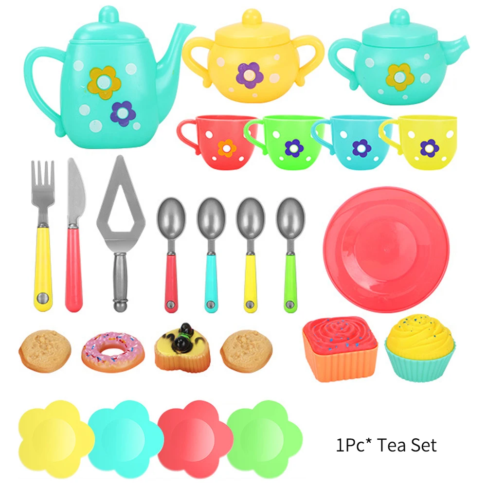 

Saucers Early Educational Bowl Tea Set Kitchen Pretend Play Toys Toddlers Colorful Pot For Kids Cups Fake Doughnuts Safe Smooth