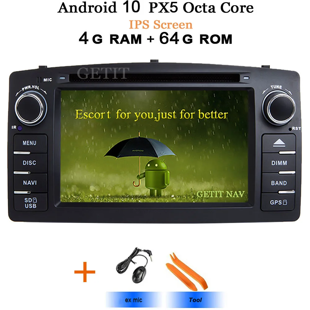 DSP чип ips экран Android 10 автомобильный DVD мультимедийный плеер для Toyota Corolla E120 BYD F3 с wifi BT стерео радио gps - Цвет: IPS PX5 4G-64G