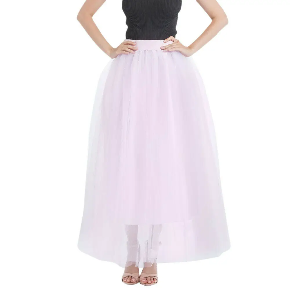 

Women Plus Size Mesh Tulle Skirt Pleated Princess Skirt Ball Gown Long Skirt