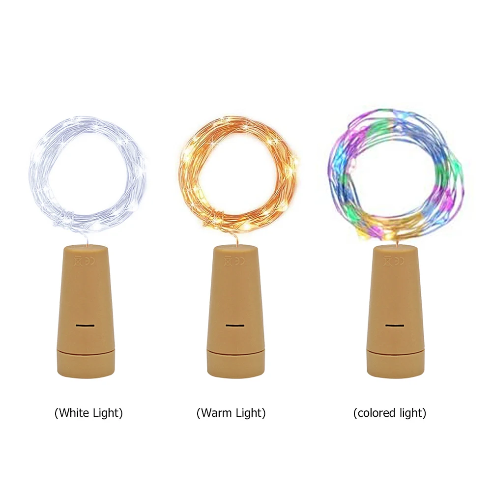 

2m 20LED LED String Bottle Lights Battery Cork for Party Wedding Christmas Halloween Bar Decor Warm White New