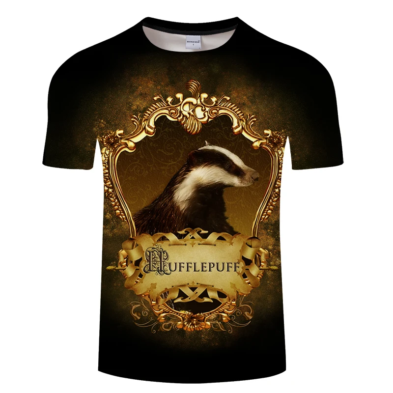 Повседневная мужская футболка Hufflepuff с принтом из фильма летняя коротким рукавом