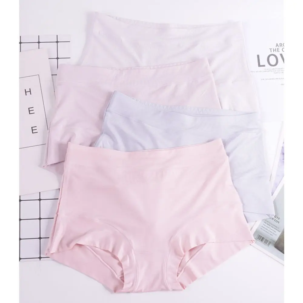 

Удобные мягкие бесшовные трусики, 1 шт., хлопковое нижнее белье с высокой талией для женщин, однотонные брифы, брифы, трусики