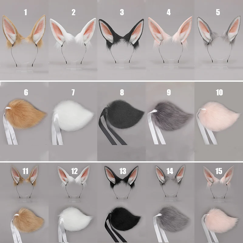 Реалистичная пушистая повязка на голову с ушками кролика плюшевый хвост