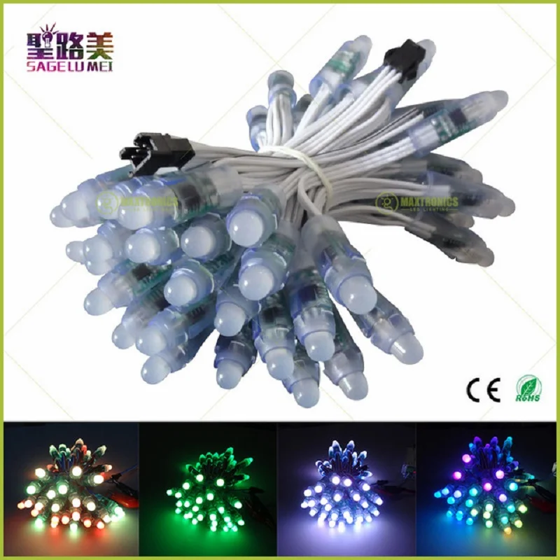 50pcs/unit IP68 Waterproof LED Pixel Module DC5V WS2811 Black/Green/White/RGB Wire String Lights Christmas Holiday Addressable | Лампы и