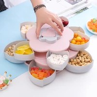 creative double layer rotating fruit plate modern and simple petal shaped dried tray snack storage household products