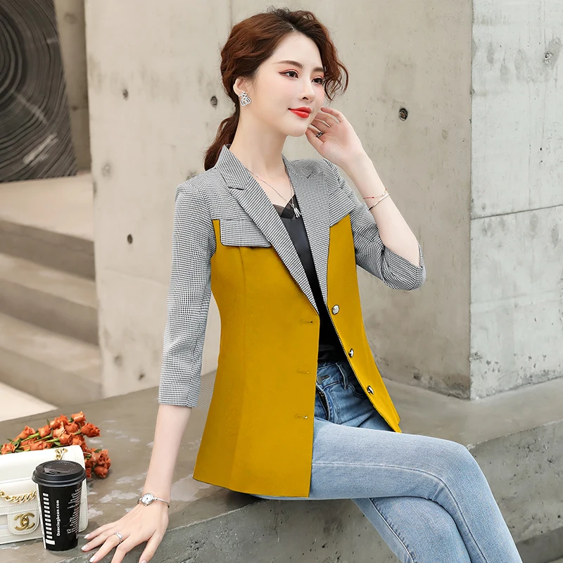 

Novelty Rose Half Sleeve Blazers Jackets Coat for Women Business Work Wear OL Styles Professional Blaser Tops Female Clothes