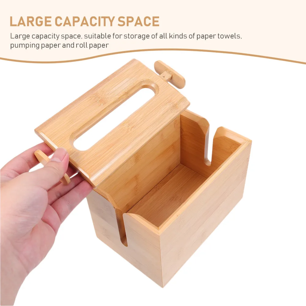

1Pc Bamboo Tissue Box Paper Box Desktop Container Napkin Controller Holder