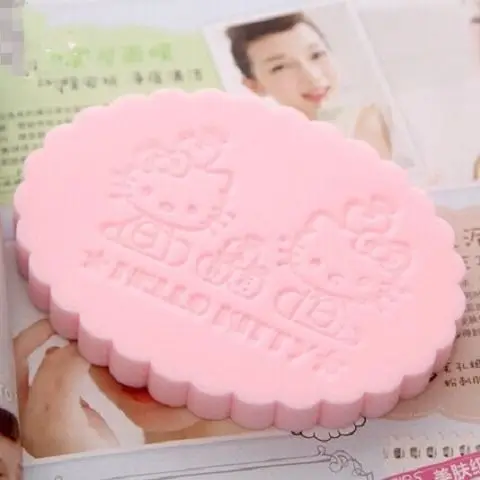 

Hello Kitty Powder Puff Girls Wash Face Flutter Pink Cat Makeup Remover Sponge Wipe Facial Puff Absorbent Cleansing Puff