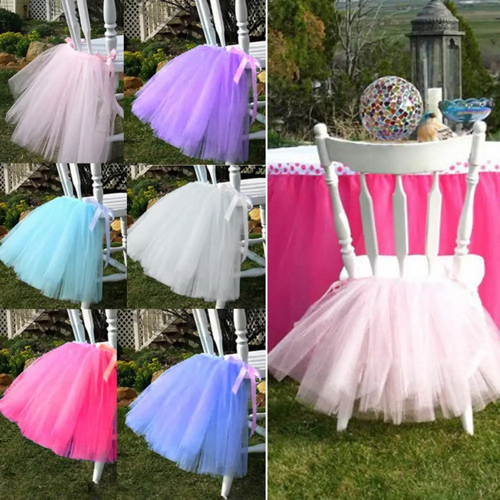 Юбка на стул для дня рождения свадебное украшение сетчатая юбка Сетчатое