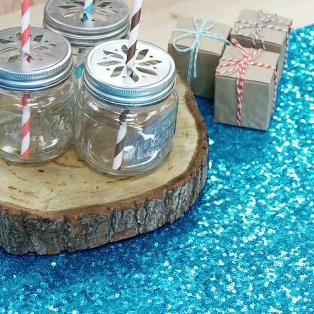 2 пары в упаковке с пайетками Настольная дорожка 12x108 дюймов бирюзовые блестящие s