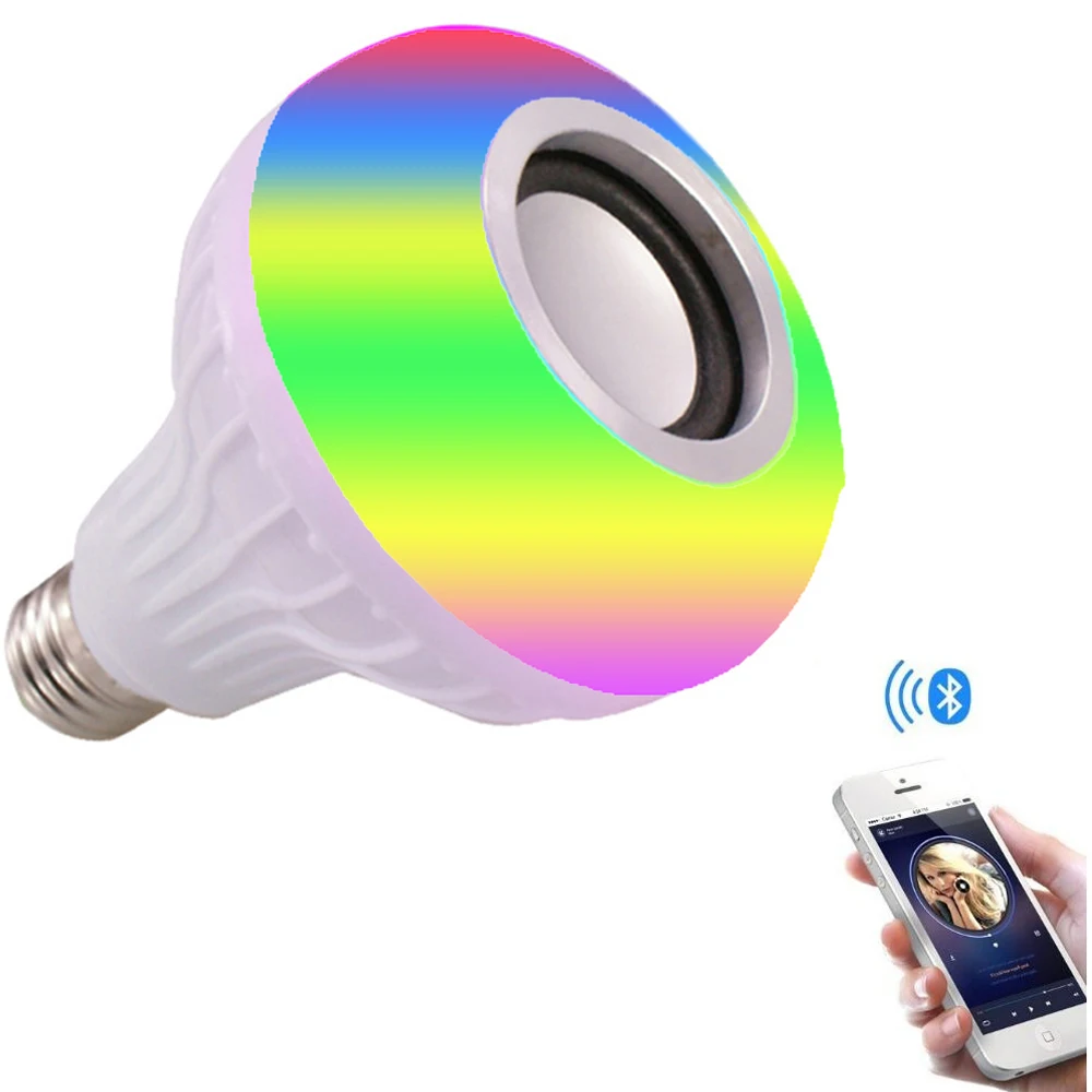 

Умная Беспроводная Bluetooth-Колонка RGB RGBW, 220 В, 110 В, 12 Вт светодиодный светодиодная лампа, светильник кальный проигрыватель с регулируемой ярко...