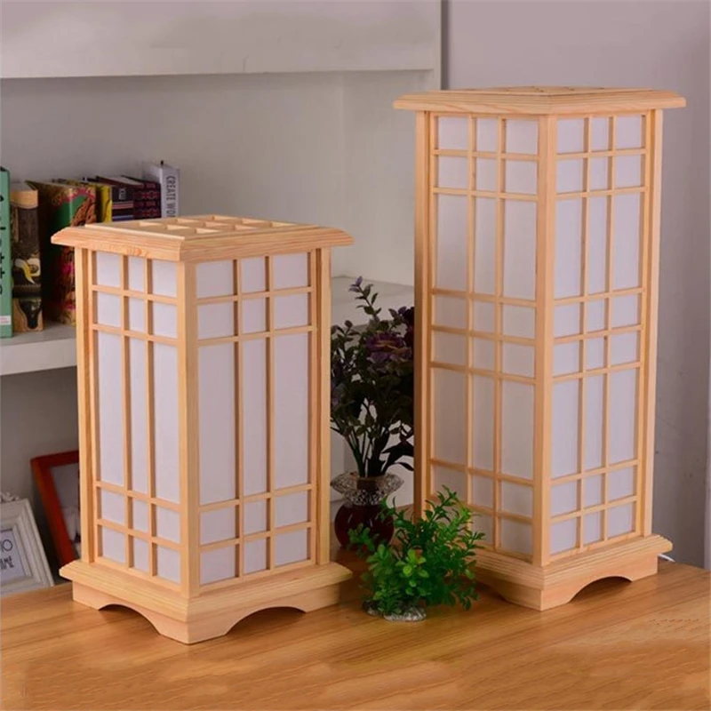 Современные японские напольные лампы в стиле татами квадратная форма деревянная