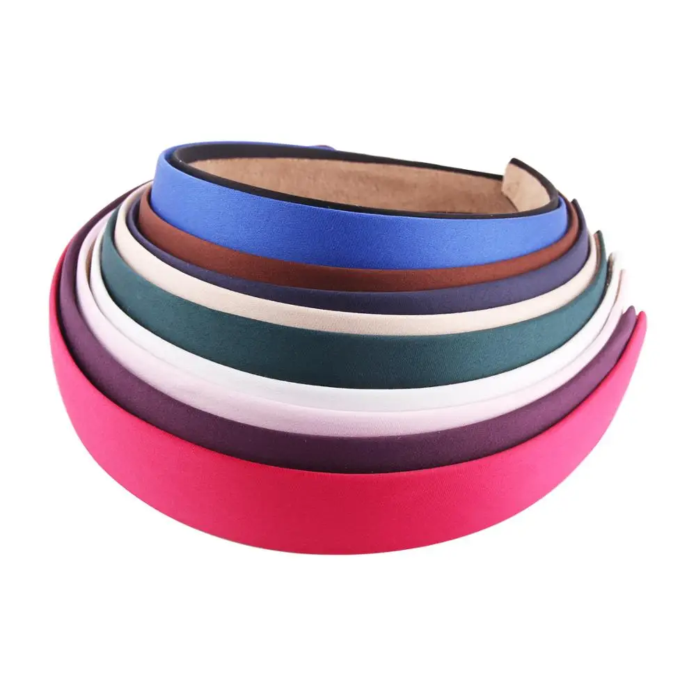 

AWAYTR Girls Hair Accessories Satin Headband For Women 3CM Plastic Padded Solid Bezel Hairbands Fashion Woman Head Band Hoop
