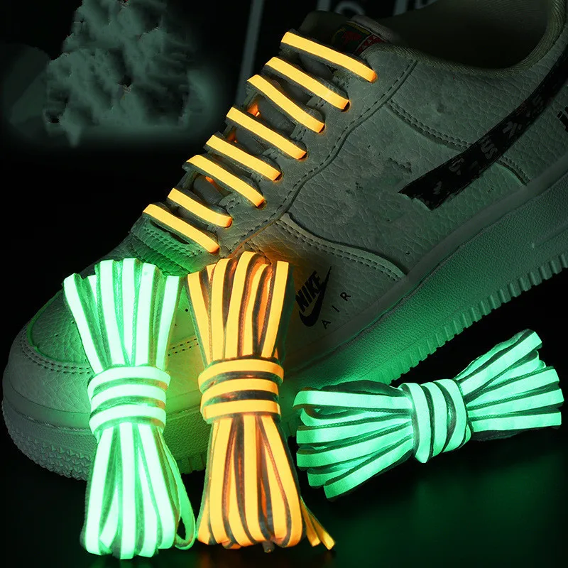 

1 Pair Luminous Shoelaces 0.6cm width Sneakers Sport Canvas Flat Shoe laces Glowing in the dark Shoelace