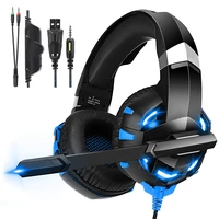 bule led light ps4 gamer headphone with noise reduction microphone deep bass 3 5mmusb wired headset for pcxbox pubg