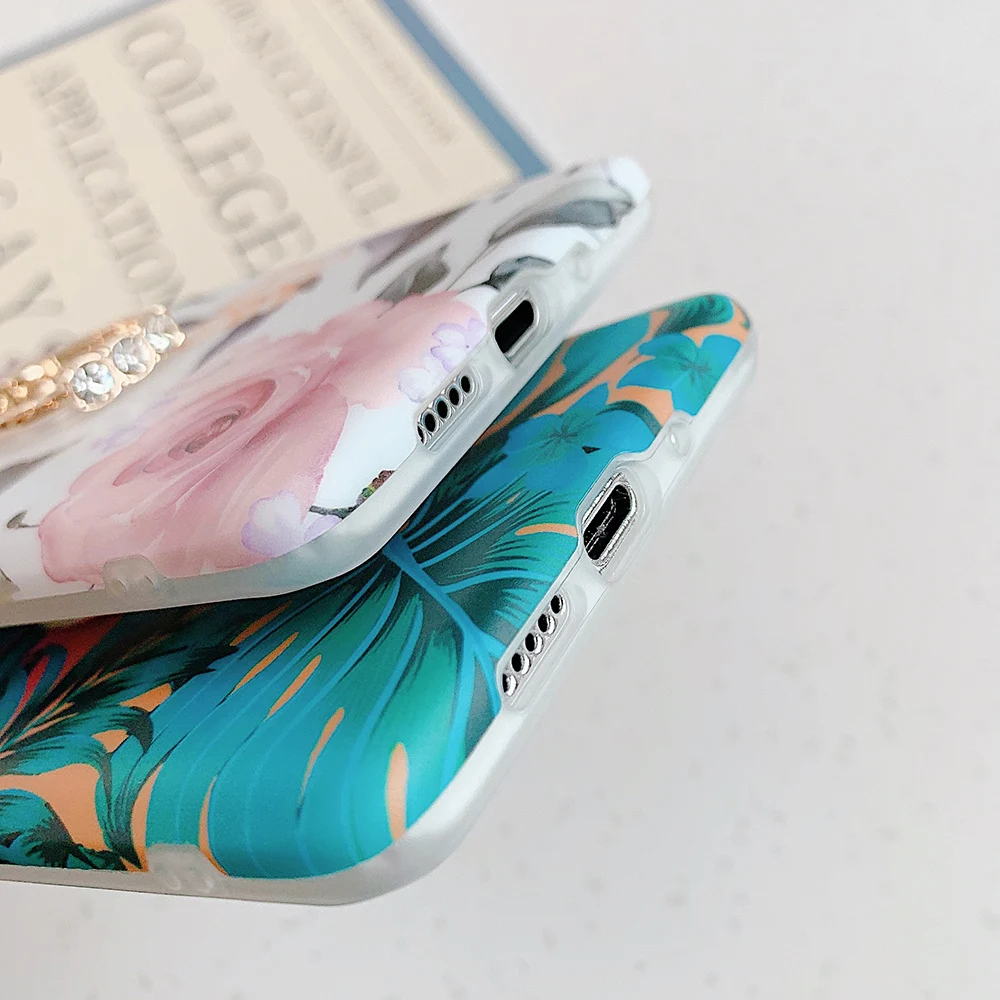 Чехол для телефона в стиле ретро с листьями и цветами кольцом держателем Huawei P20 P30