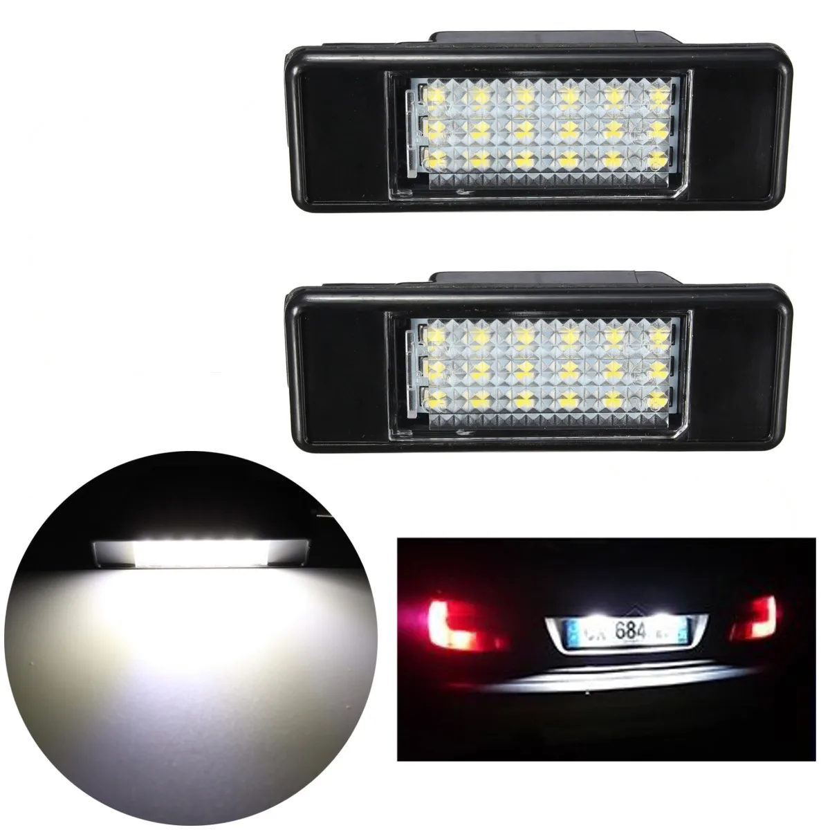 2 х заднего 18 светодиодный SMD номерной знак светильник 6000K для Peugeot 106 207 307 308 406 407 508