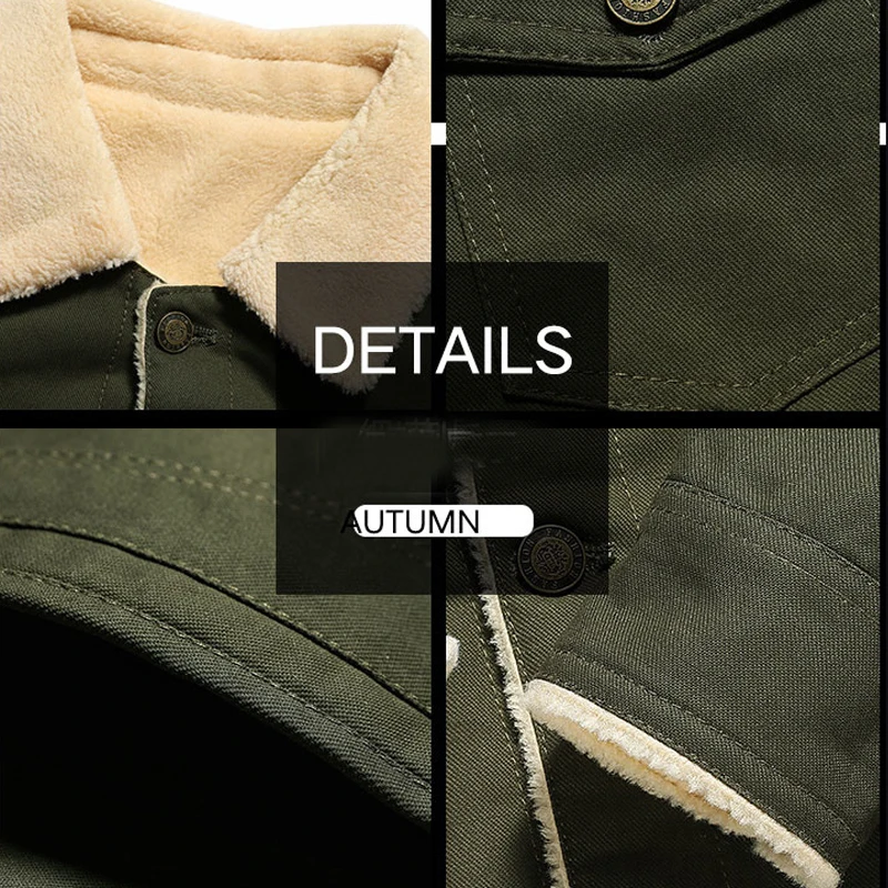 

Men Fashion Windbreaker Thicken Jacket Warm Fleece Denim Jackets Winter Plus Velvet Male Coats Outwear Clothing Plus Size 5XL