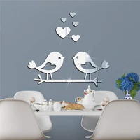 2021 new couple bird love wall stickers mirror stickers decal for living room bedroom bathroom nordic decor vanity small mirror