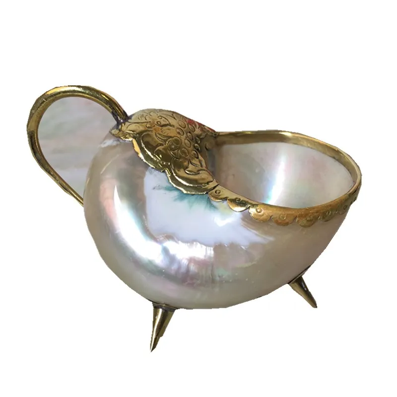 

Conch Shell Cappie Tea Cup Inlaid Edging Polished Copper Creative Personality Home Craft Accessories Ornaments