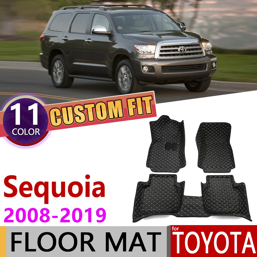 Кожаный напольный коврик для Toyota Sequoia XK60 2008 ~ 2019 XK 60 7 мест ног аксессуары 2009 2010 2011