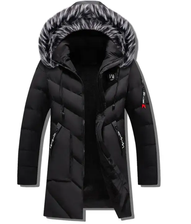 VXO Men Parkas Hooded Long Overcoats Man Fur Collar Parkas Outwear Winter Jacket Fashion Men Coat Casual Slim Thick Warm Coats
