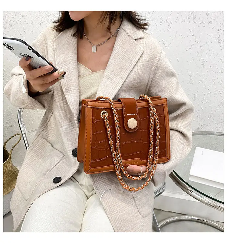 

Fashion PU Ladies Messenger Bags Women's Leather Shoulder Bags Retro Stripes Female Crossbody Bags Teenage Girls Designer Totes