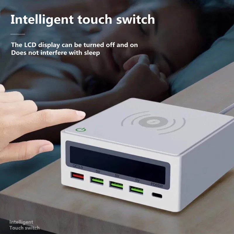 

110W Wireless Charger PD65W Intelligent USB Fast Charging Base For iPhone 12 Mini Pro Max Xiaomi QC3.0 Multi-Function Adapter