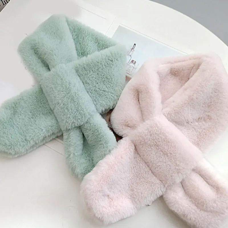 Детский плюшевый шарф мягкий меховой шейный платок из искусственного меха