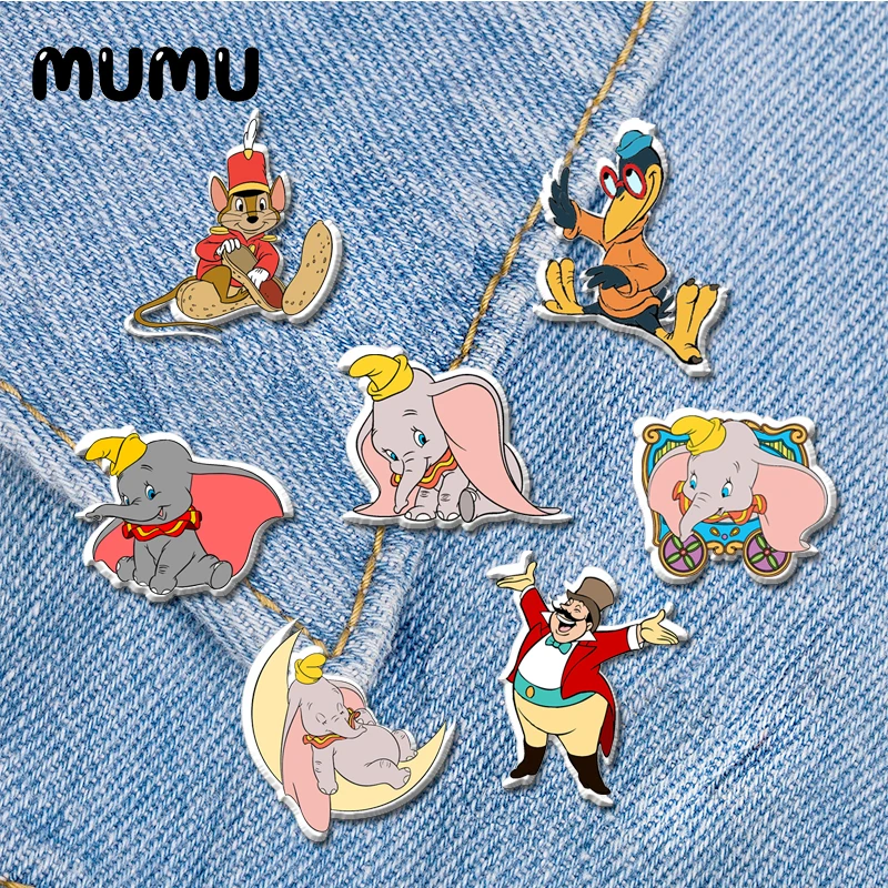 

2021 New Cute Elephant Lapel Pin Little Dumbo Acrylic Brooches Handmade Epoxy Jewelry Shirt Bag Badge