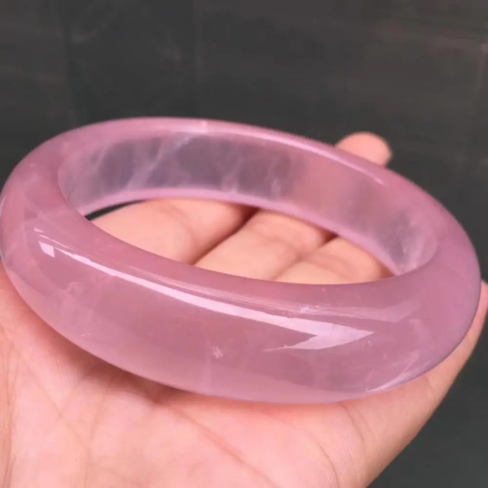 Внутренний диаметр 58 мм натуральный розовый кварц кристалл браслет Круглый