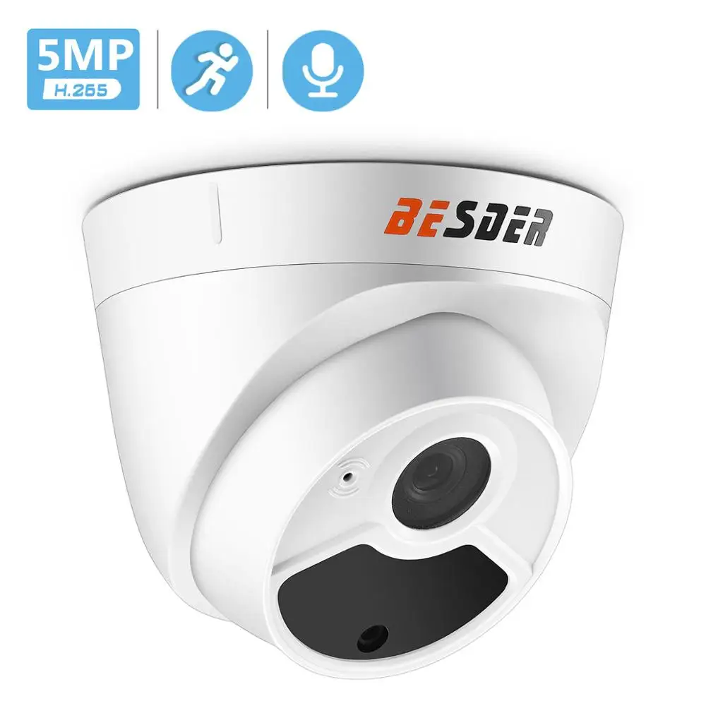 Besder H.265 1080P 3MP 5MP камера безопасности домашняя купольная ip-камера Аудио встроенный микрофон 48 в PoE P2P ONVIF Email Motion Detect