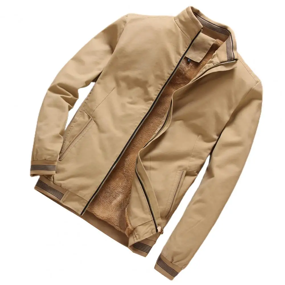 

Мужская Флисовая куртка на молнии, с воротником-стойкой и длинным рукавом