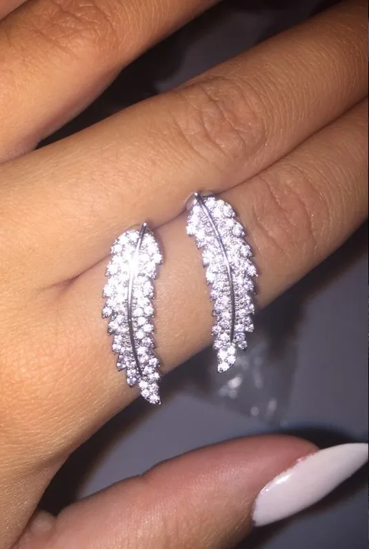 Серьги женские в форме листьев с инкрустацией из фианита 5 А 1 пара | Украшения и