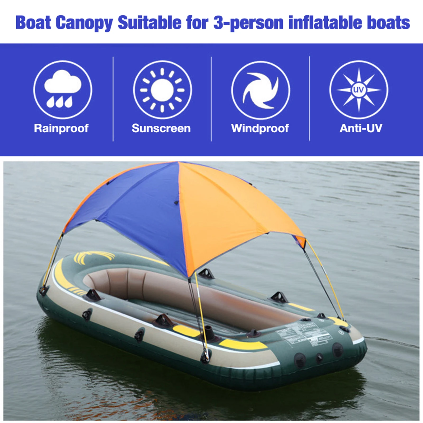 

Inflatable Boat Fishing Sunshade Rain Canopy Kayak Kit Sailingboat Canopy Top Cover Folding Sunshade Boat Tent Kayak Accessories