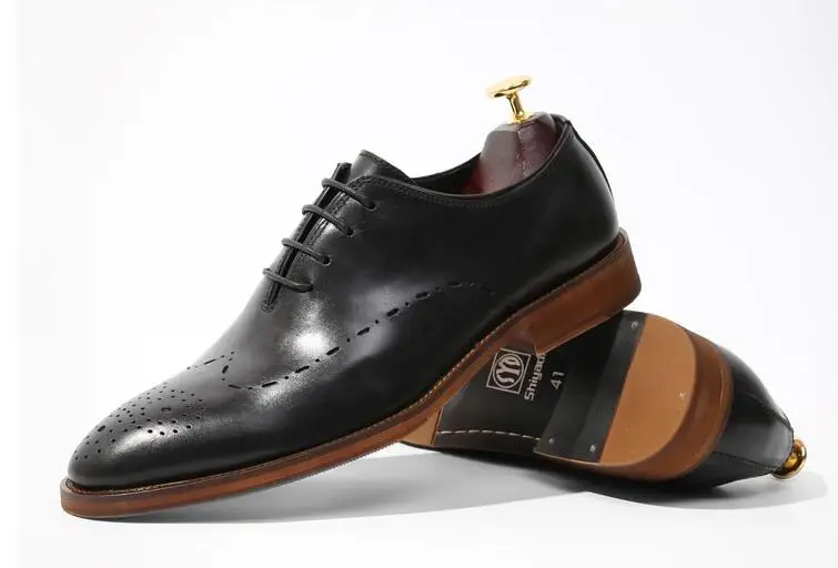 

Мужские кожаные туфли ручной работы, коричневые ботинки из натуральной кожи, на шнуровке, броги, обувь для деловых встреч и свадьбы, новинка ...