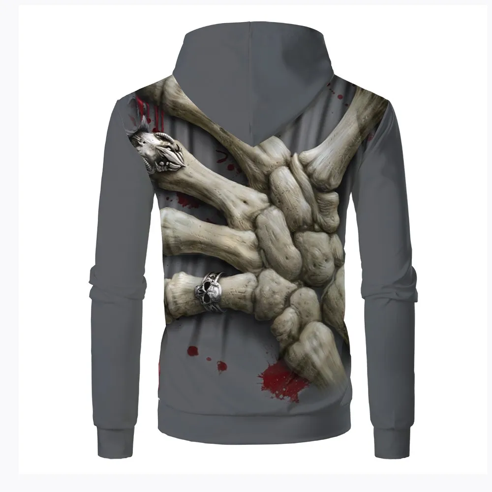 Новые модные с жутким черепом серии свитер капюшоном 3d печатных универсальное